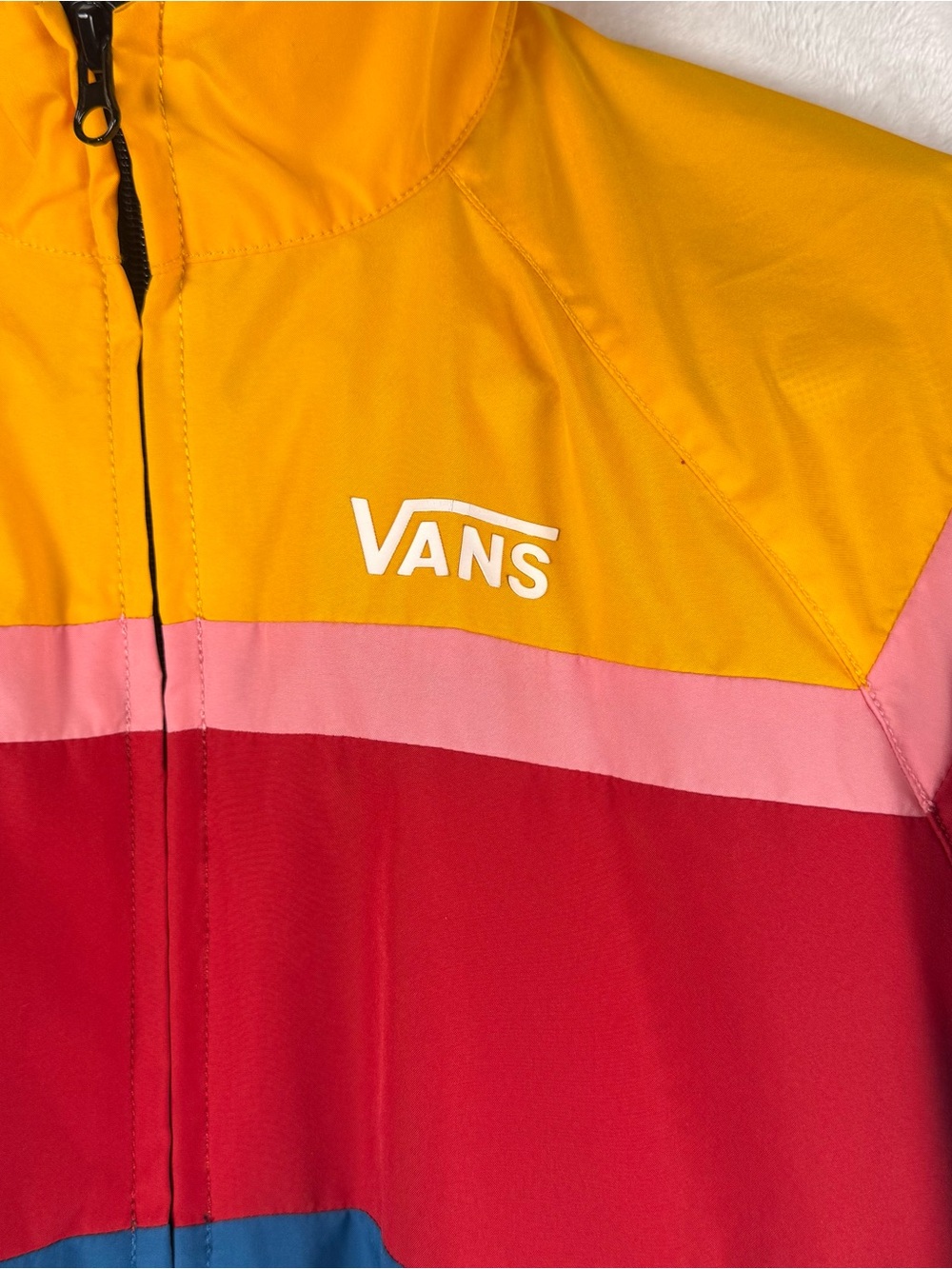 Vans Colorblock Full Zip Windbreaker Jacket XS Pink Blue Yellow - Picture 2 of 9